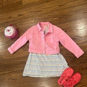 Cat & Jack Hot Pink Kids Denim Button Front Jacket NWOT